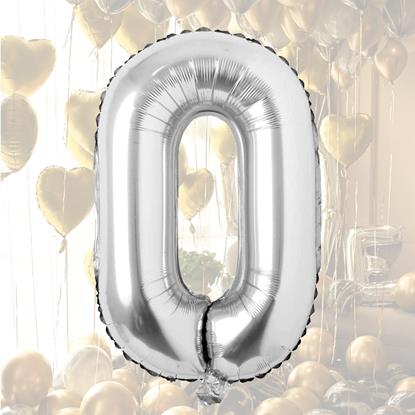 Imaginea Balon MAXI 100 cm - număr argintiu