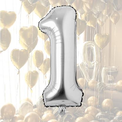 Imaginea Balon MAXI 100 cm - număr argintiu