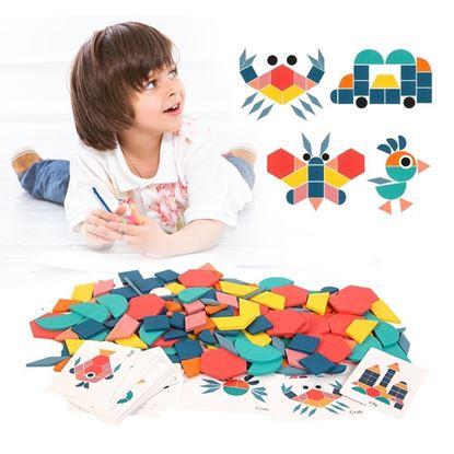 Imaginea Puzzle din lemn - forme geometrice 180 buc