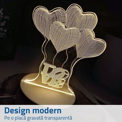 Imaginea din Lampă decorativă 3D - inimioare