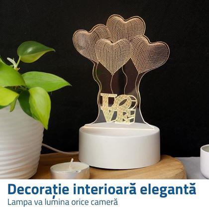 Imaginea din Lampă decorativă 3D - inimioare