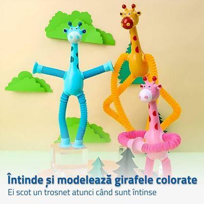 Imaginea din Jucărie - girafă extensibilă în culori roz