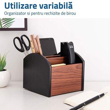 Imaginea din Organizator rotativ din lemn pentru telecomenzi