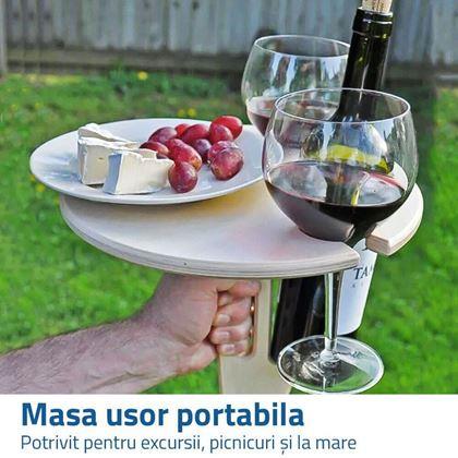 Imaginea din Masa de vin plianta cu suporturi pentru pahare