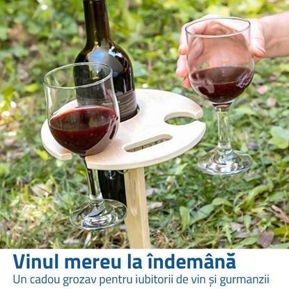 Imaginea Masa de vin plianta cu suporturi pentru pahare