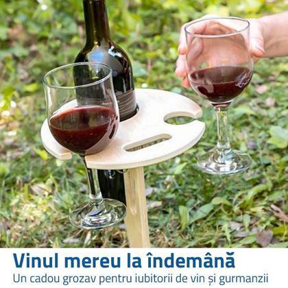 Imaginea din Masa de vin plianta cu suporturi pentru pahare