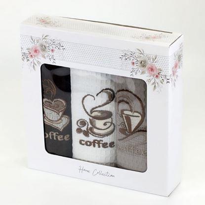 Imaginea Set cadou prosoape waffle 3 buc - cafea