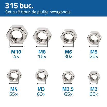 Imaginea Set piulițe hexagonale 315 buc.