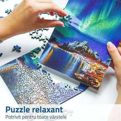 Imaginea din Puzzle din lemn cu forme neregulate - aurora boreală