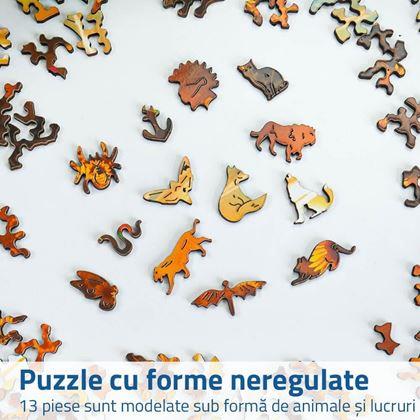 Imaginea din Puzzle din lemn cu forme neregulate - un câmp de floarea soarelui