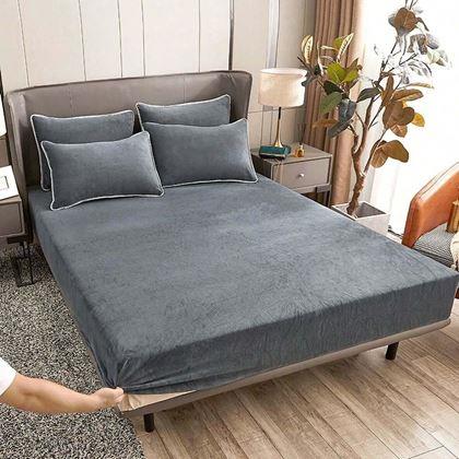 Imaginea din Cearceaf de pat microplush 90 x 200 cm - gri închis