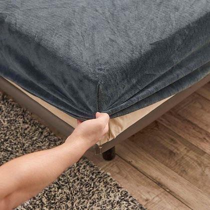 Imaginea din Cearceaf de pat microplush 90 x 200 cm - gri închis