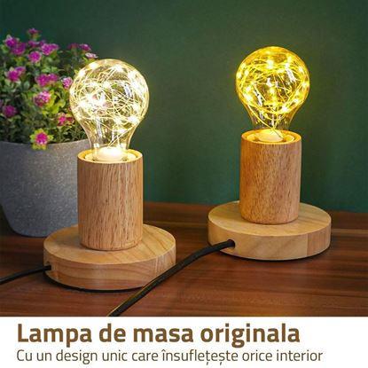 Imaginea Lampa de masa din lemn cu bec