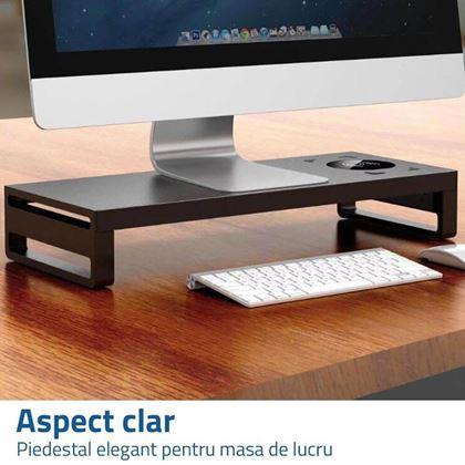 Imaginea din Suport metalic pentru monitor cu porturi USB și încărcare wireless