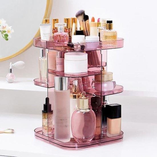 Imaginea din Organizator rotativ pentru cosmetice - roz transparent