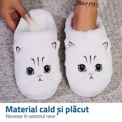 Imaginea Papuci de pluș cu model pisică