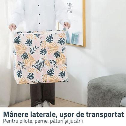 Imaginea din Coș de depozitare pentru textile cu cordon de tragere - frunze